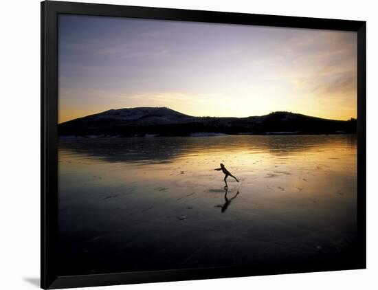 Silhouette of a Person Ice Skating-null-Framed Photographic Print