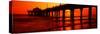 Silhouette of a Pier at Sunset, Manhattan Beach Pier, Manhattan Beach, Los Angeles County, CA-null-Stretched Canvas