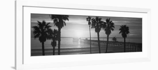 Silhouette of a Pier, San Clemente Pier, Los Angeles County, California, USA-null-Framed Photographic Print