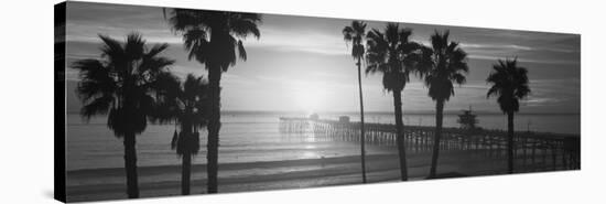 Silhouette of a Pier, San Clemente Pier, Los Angeles County, California, USA-null-Stretched Canvas