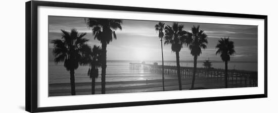 Silhouette of a Pier, San Clemente Pier, Los Angeles County, California, USA-null-Framed Premium Photographic Print