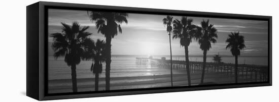 Silhouette of a Pier, San Clemente Pier, Los Angeles County, California, USA-null-Framed Stretched Canvas