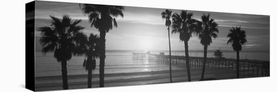 Silhouette of a Pier, San Clemente Pier, Los Angeles County, California, USA-null-Stretched Canvas