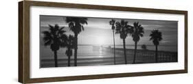 Silhouette of a Pier, San Clemente Pier, Los Angeles County, California, USA-null-Framed Photographic Print