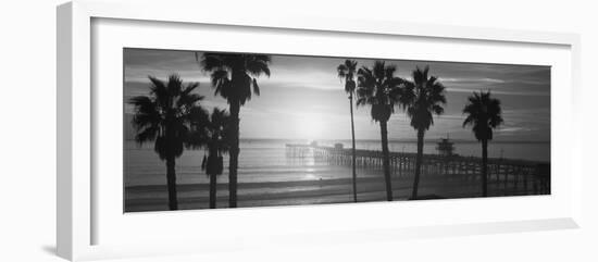 Silhouette of a Pier, San Clemente Pier, Los Angeles County, California, USA-null-Framed Photographic Print