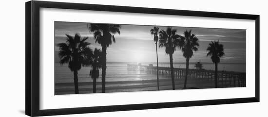 Silhouette of a Pier, San Clemente Pier, Los Angeles County, California, USA-null-Framed Premium Photographic Print