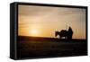 Silhouette of a Robed Wayfarer with His Donkey on Barren Land. Mesopotamia., 1960S (Photo)-Dean Conger-Framed Stretched Canvas