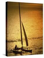 Silhouette of a Sailboat in the Sea-null-Stretched Canvas