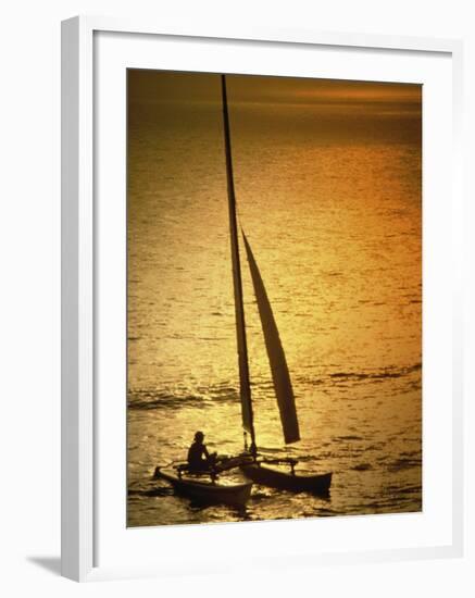 Silhouette of a Sailboat in the Sea-null-Framed Photographic Print