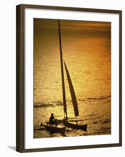Silhouette of a Sailboat in the Sea-null-Framed Photographic Print