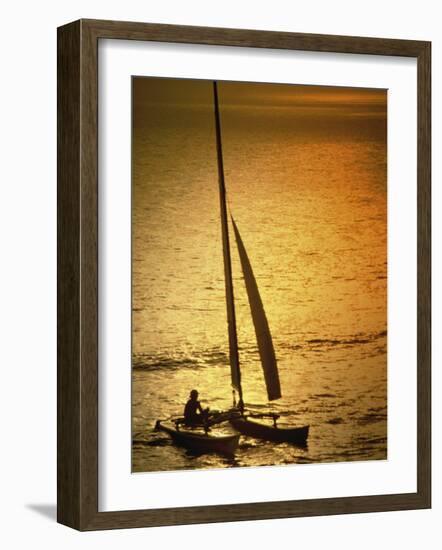 Silhouette of a Sailboat in the Sea-null-Framed Photographic Print