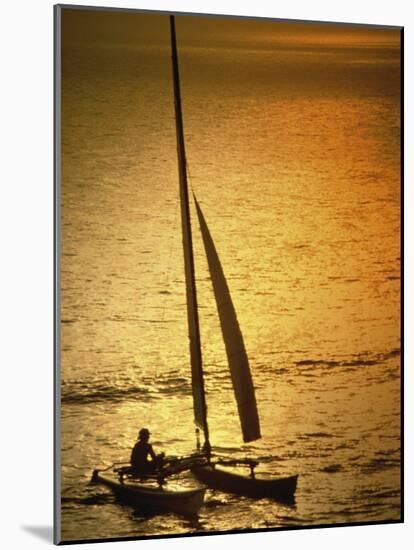 Silhouette of a Sailboat in the Sea-null-Mounted Photographic Print