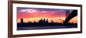 Silhouette of a Suspension Bridge across a River, Ben Franklin Bridge, Delaware River-null-Framed Photographic Print