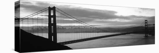 Silhouette of a Suspension Bridge at Dusk, Golden Gate Bridge, San Francisco, California, USA-null-Stretched Canvas