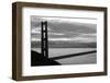 Silhouette of a suspension bridge at dusk, Golden Gate Bridge, San Francisco, California, USA-null-Framed Photographic Print