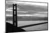 Silhouette of a suspension bridge at dusk, Golden Gate Bridge, San Francisco, California, USA-null-Mounted Photographic Print