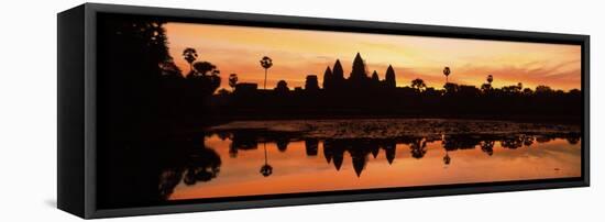 Silhouette of a Temple, Angkor Wat, Angkor, Cambodia-null-Framed Stretched Canvas