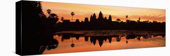 Silhouette of a Temple, Angkor Wat, Angkor, Cambodia-null-Stretched Canvas
