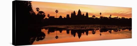 Silhouette of a Temple, Angkor Wat, Angkor, Cambodia-null-Stretched Canvas