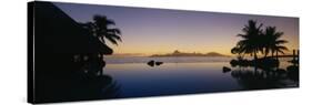 Silhouette of a Tourist Resort, Tahiti Beachcomber Resort, Papeete, Tahiti, French Polynesia-null-Stretched Canvas