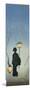 Silhouette of a Woman Holding a Japanese Lantern and Walking-null-Mounted Giclee Print