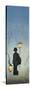 Silhouette of a Woman Holding a Japanese Lantern and Walking-null-Stretched Canvas