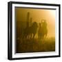 Silhouette of a Wrangler Roping Horses, Ponderosa Ranch, Seneca, Oregon, USA-Wendy Kaveney-Framed Photographic Print