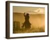 Silhouette of A Wrangler Swinging Lasso, Ponderosa Ranch, Seneca, Oregon, USA-Wendy Kaveney-Framed Photographic Print