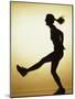 Silhouette of a Young Woman Exercising-null-Mounted Photographic Print