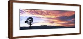 Silhouette of an American-style windmill at sunset, near Salton City, California, USA-Panoramic Images-Framed Photographic Print