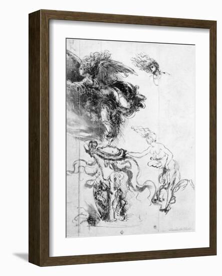 Silhouette of an Angel-Leonardo da Vinci-Framed Giclee Print