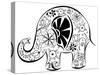 Silhouette Of An Elephant Painted By Flowers-nad_o-Stretched Canvas