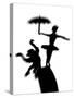 Silhouette of Ballerina Holding Umbrella with Performing Monkey-Winfred Evers-Stretched Canvas