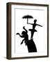 Silhouette of Ballerina Holding Umbrella with Performing Monkey-Winfred Evers-Framed Photographic Print