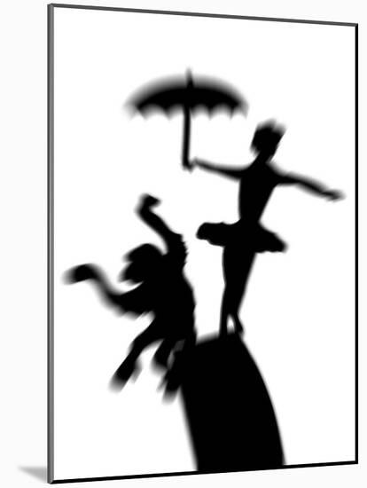 Silhouette of Ballerina Holding Umbrella with Performing Monkey-Winfred Evers-Mounted Photographic Print