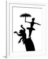 Silhouette of Ballerina Holding Umbrella with Performing Monkey-Winfred Evers-Framed Photographic Print