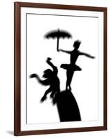 Silhouette of Ballerina Holding Umbrella with Performing Monkey-Winfred Evers-Framed Photographic Print