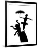 Silhouette of Ballerina Holding Umbrella with Performing Monkey-Winfred Evers-Framed Photographic Print