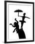 Silhouette of Ballerina Holding Umbrella with Performing Monkey-Winfred Evers-Framed Photographic Print