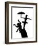 Silhouette of Ballerina Holding Umbrella with Performing Monkey-Winfred Evers-Framed Premium Photographic Print