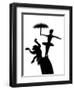 Silhouette of Ballerina Holding Umbrella with Performing Monkey-Winfred Evers-Framed Premium Photographic Print