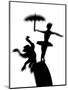 Silhouette of Ballerina Holding Umbrella with Performing Monkey-Winfred Evers-Mounted Premium Photographic Print