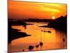 Silhouette of boats and buoys in a river, Aber Wrac'h, Abers Coast, Finistere, Brittany, France-null-Mounted Photographic Print