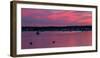 Silhouette of boats in Atlantic ocean at dusk, Rockland Harbor, Rockland, Knox County, Maine, USA-null-Framed Photographic Print