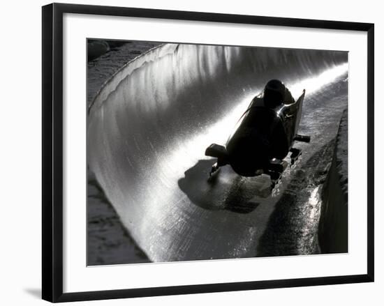 Silhouette of Bobsled in Action, Park City, Utah, USA-Chris Trotman-Framed Photographic Print