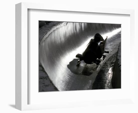 Silhouette of Bobsled in Action, Park City, Utah, USA-Chris Trotman-Framed Photographic Print