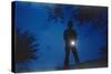 Silhouette of Boy Holding Flashlight-William P. Gottlieb-Stretched Canvas