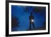 Silhouette of Boy Holding Flashlight-William P. Gottlieb-Framed Photographic Print