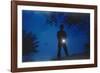 Silhouette of Boy Holding Flashlight-William P. Gottlieb-Framed Photographic Print