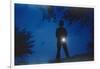 Silhouette of Boy Holding Flashlight-William P. Gottlieb-Framed Photographic Print